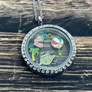 Beach Floating Charm Memory locket w/ chain